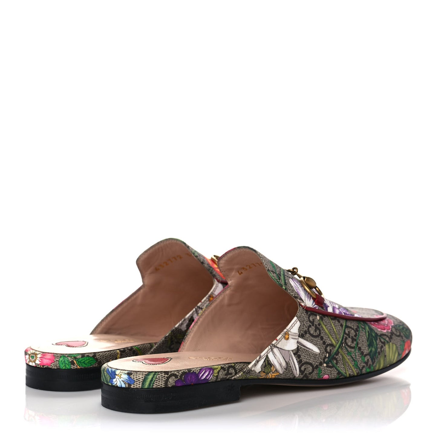 GG Supreme Monogram Flora Womens Princetown Slippers 36.5 Beige Ebony Multicolor Rosso