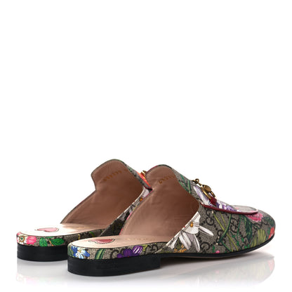 Gucci GG Supreme Monogram Flora Womens Princetown Slippers 36.5 Beige Ebony Multicolor Rosso 4 of 9