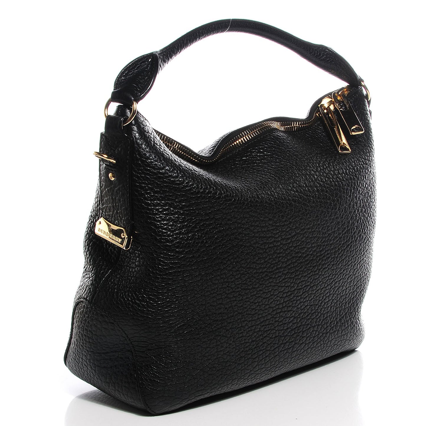 Signature Grain Calfskin Medium Hobo Black