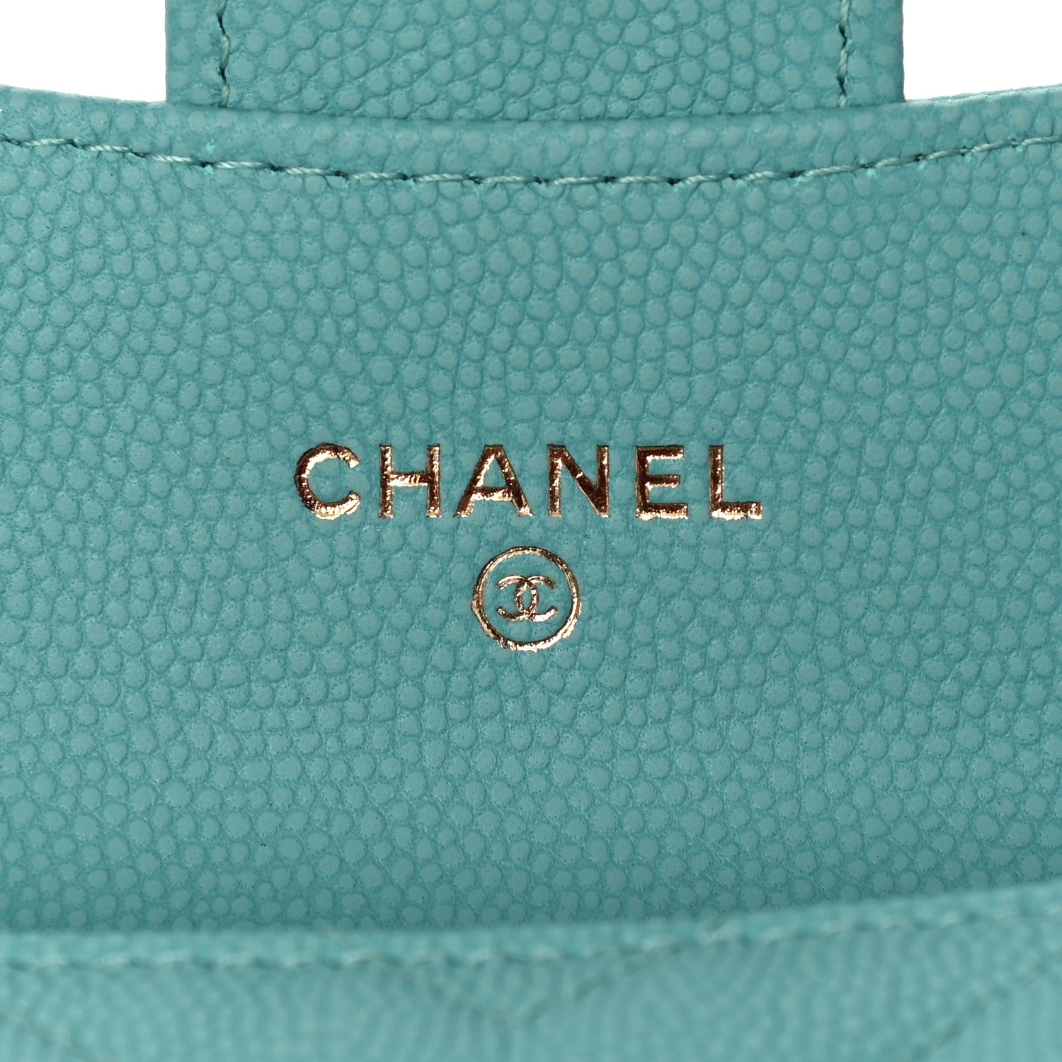 Chanel Caviar Flat Chevron Quilted Card Holder Wallet Green 6 of 10