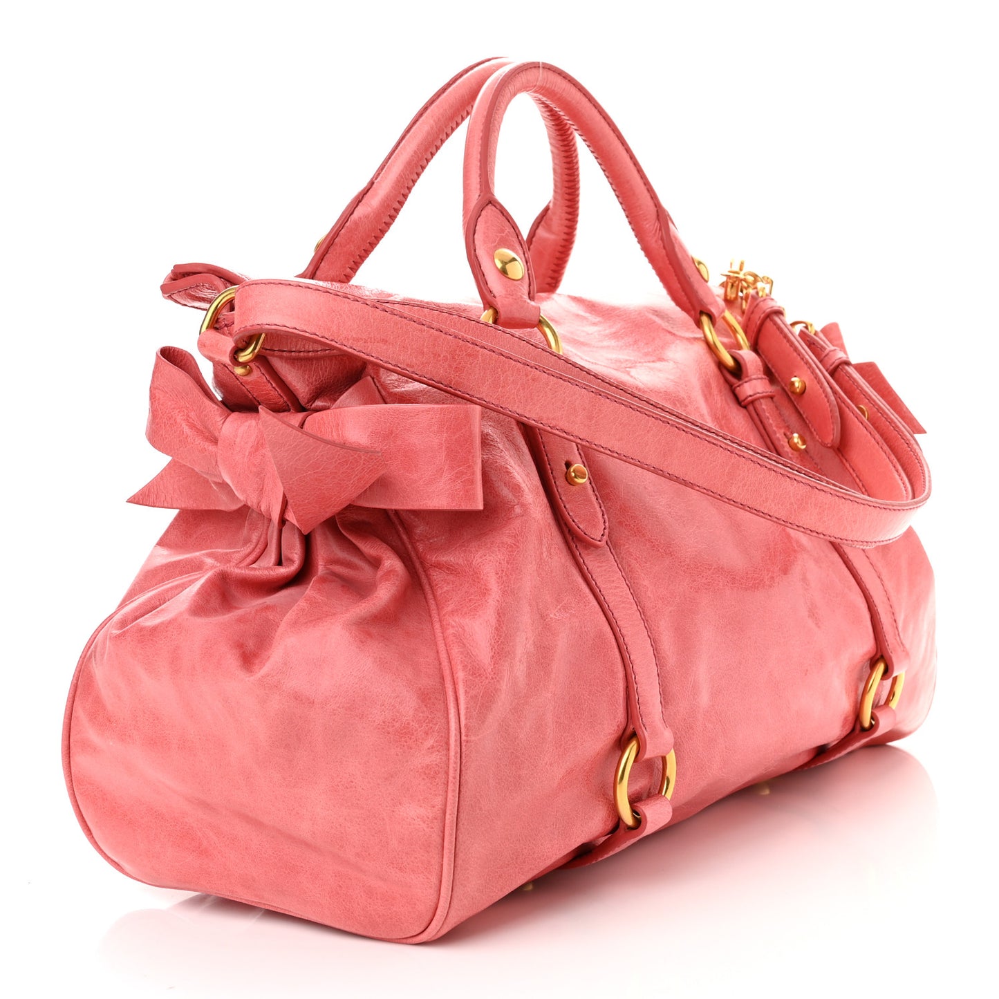 Vitello Lux Satchel Bag Rosa