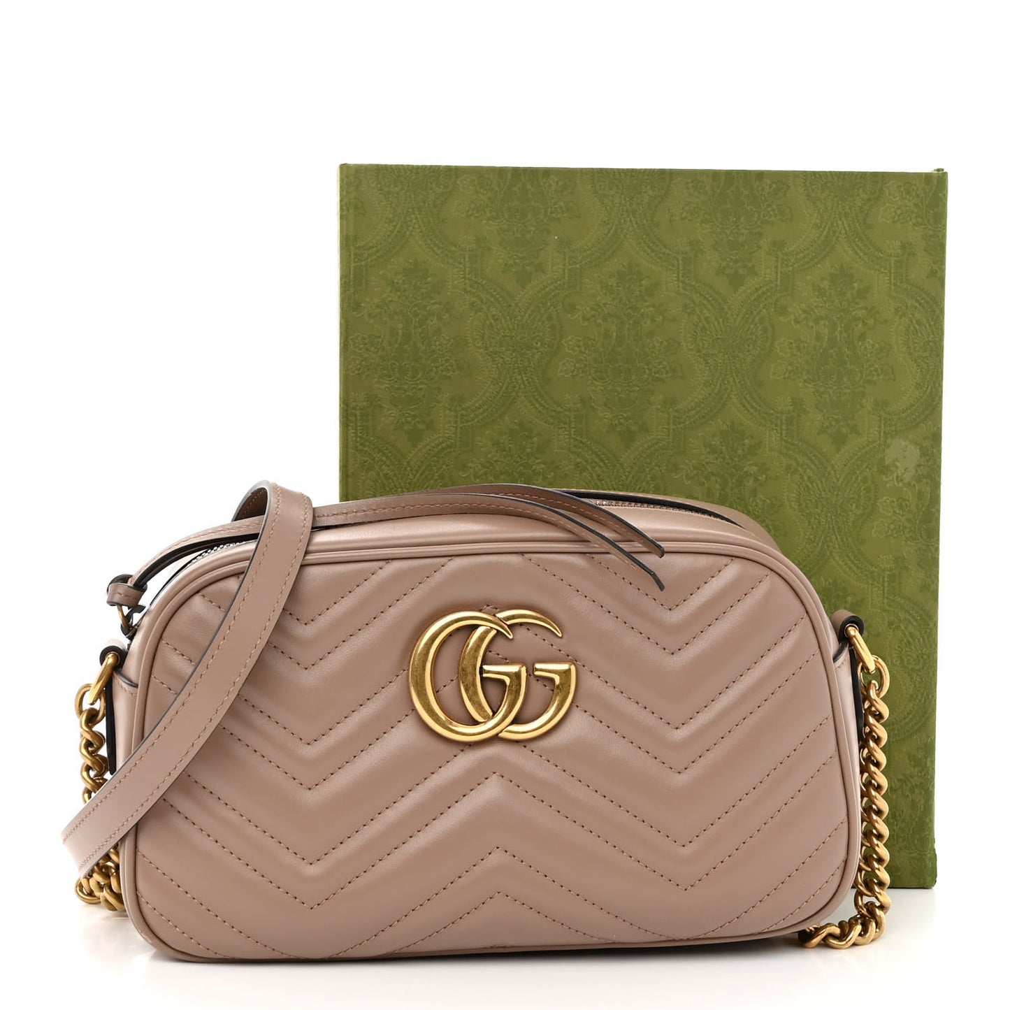 Calfskin Matelasse Small GG Marmont Chain Shoulder Bag Porcelain Rose