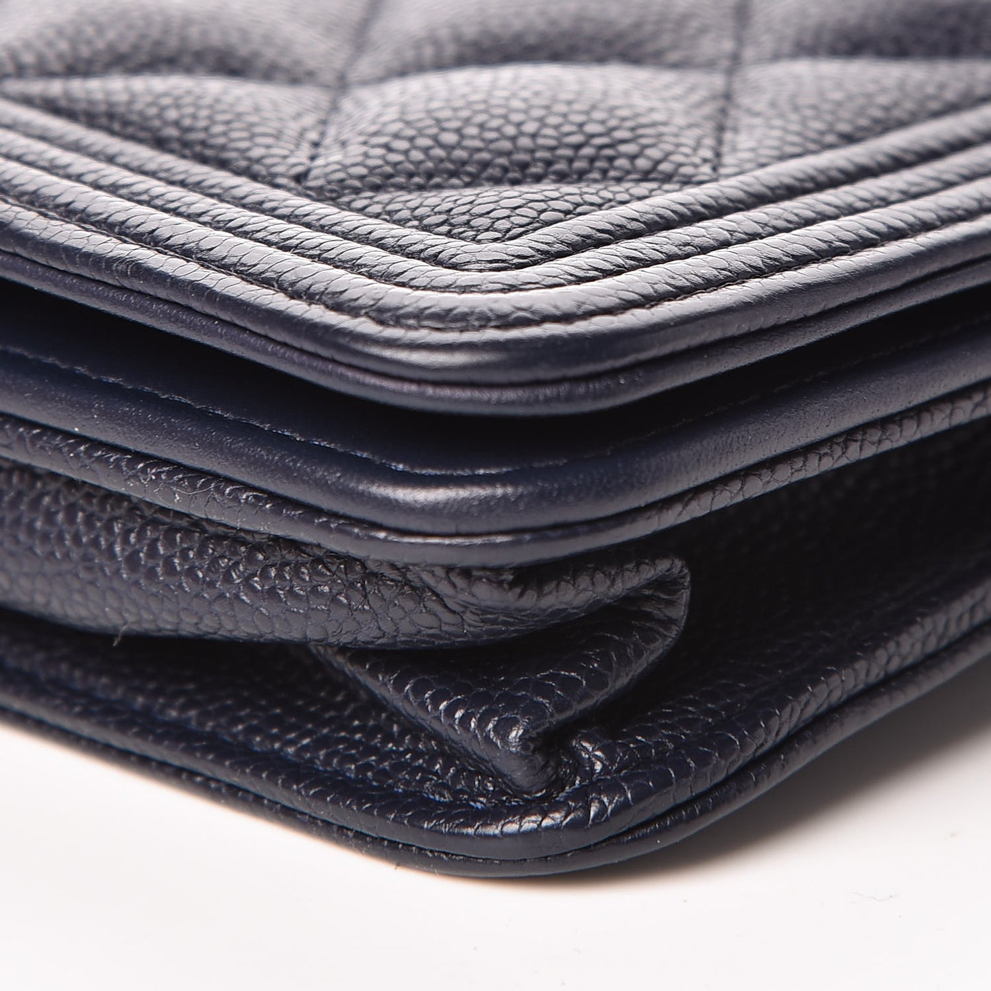 Caviar Quilted Boy Wallet On Chain WOC Navy