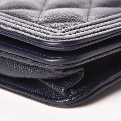 Chanel Caviar Quilted Boy Wallet On Chain WOC Navy 10 of 11