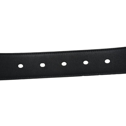 Saint Laurent Calfskin Crocodile Embossed Monogram Square Buckle Belt 100 40 Black 5 of 6