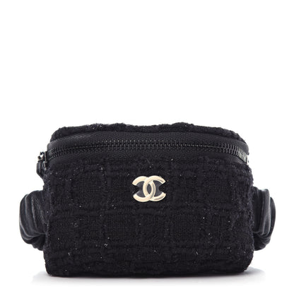 Chanel Tweed Lambskin Quilted Arm Coin Purse Black 1 of 10