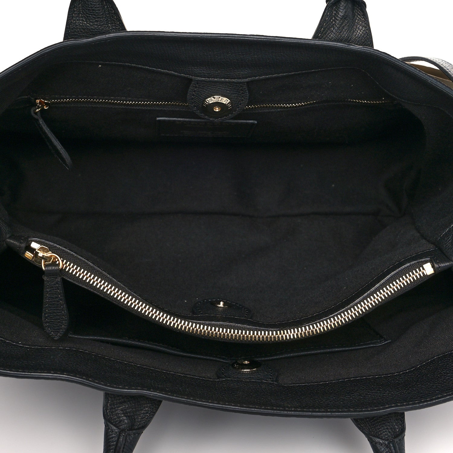 Burberry Grainy Calfskin House Check Large Banner Tote Black 5 of 11