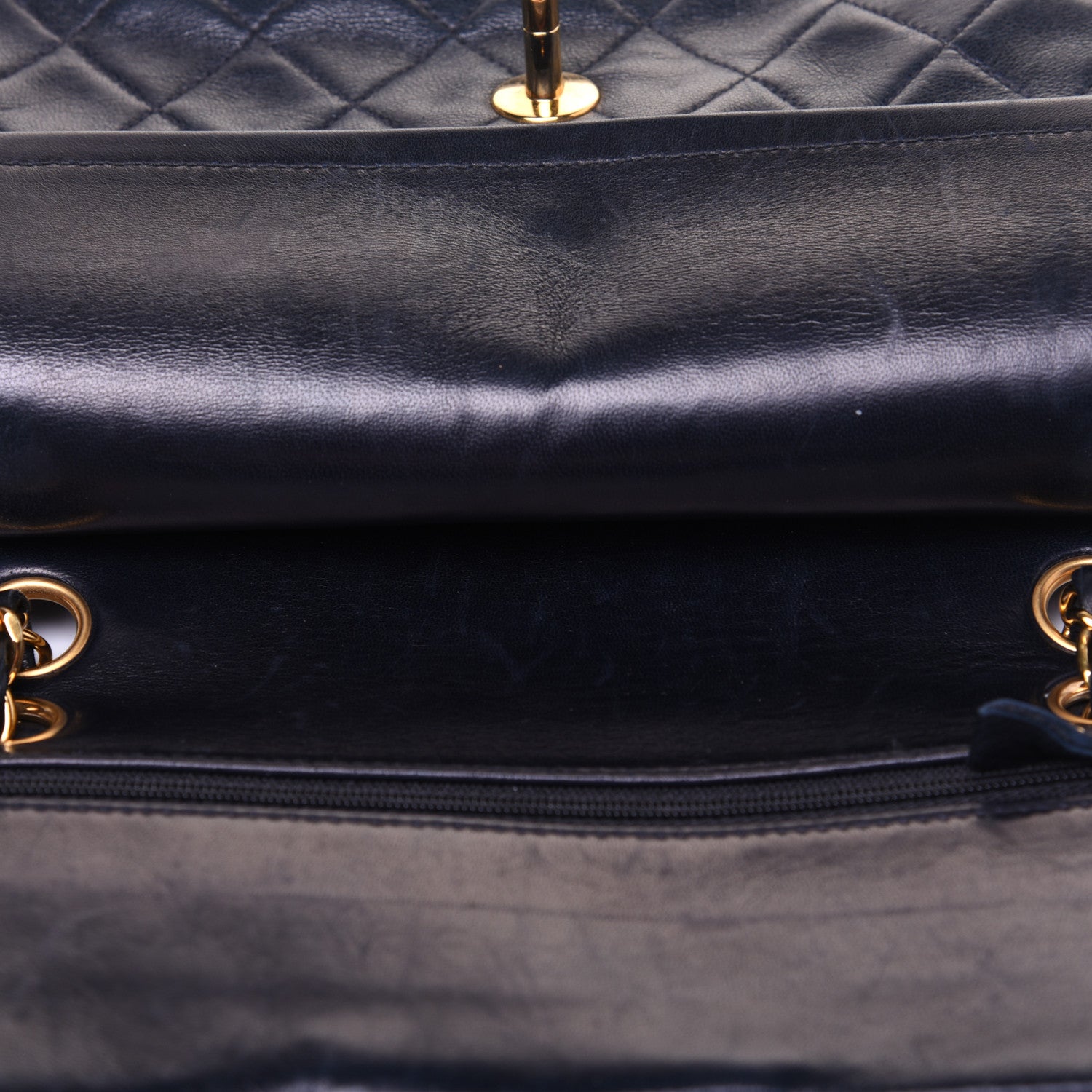 Chanel Lambskin Quilted Small Double Flap Navy 12 of 13