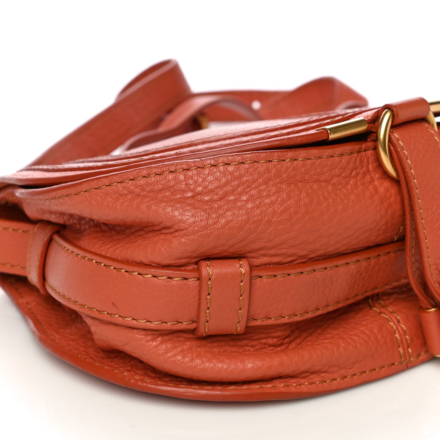Chloe Calfskin Mini Marcie Round Crossbody Bag Whiskey 7 of 13