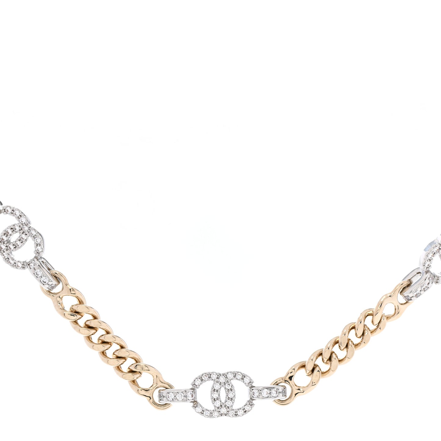 Crystal Chain CC Link Choker Gold Silver