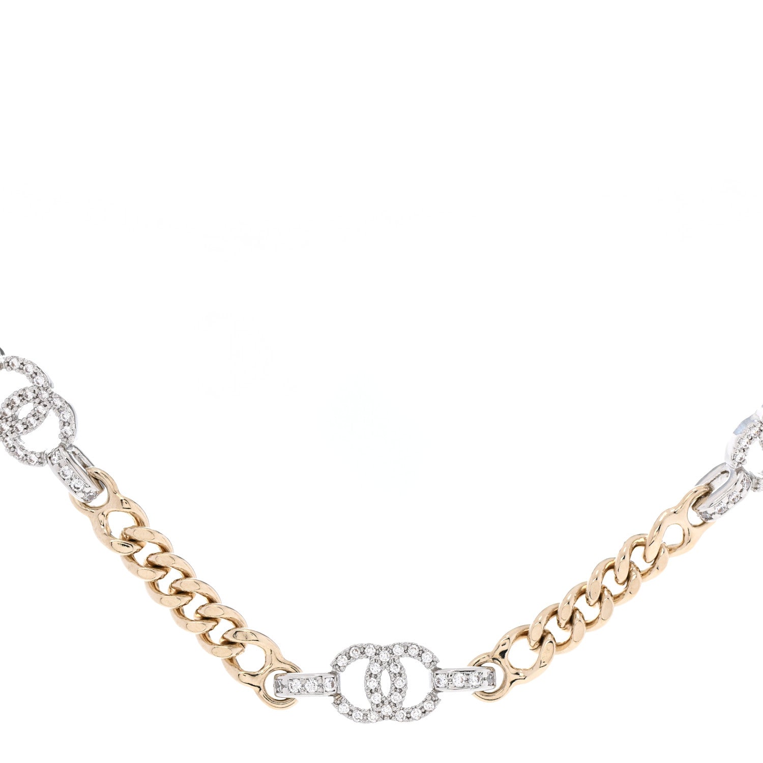 Chanel Crystal Chain CC Link Choker Gold Silver 1 of 6