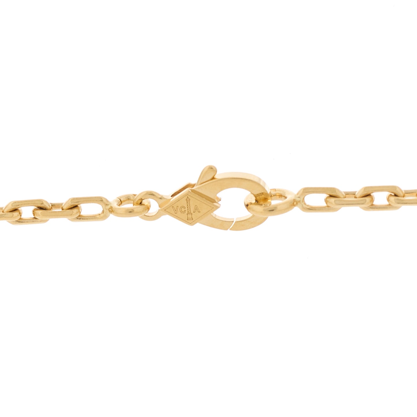 18K Yellow Gold Blue Agate 20 Motifs Vintage Alhambra Necklace