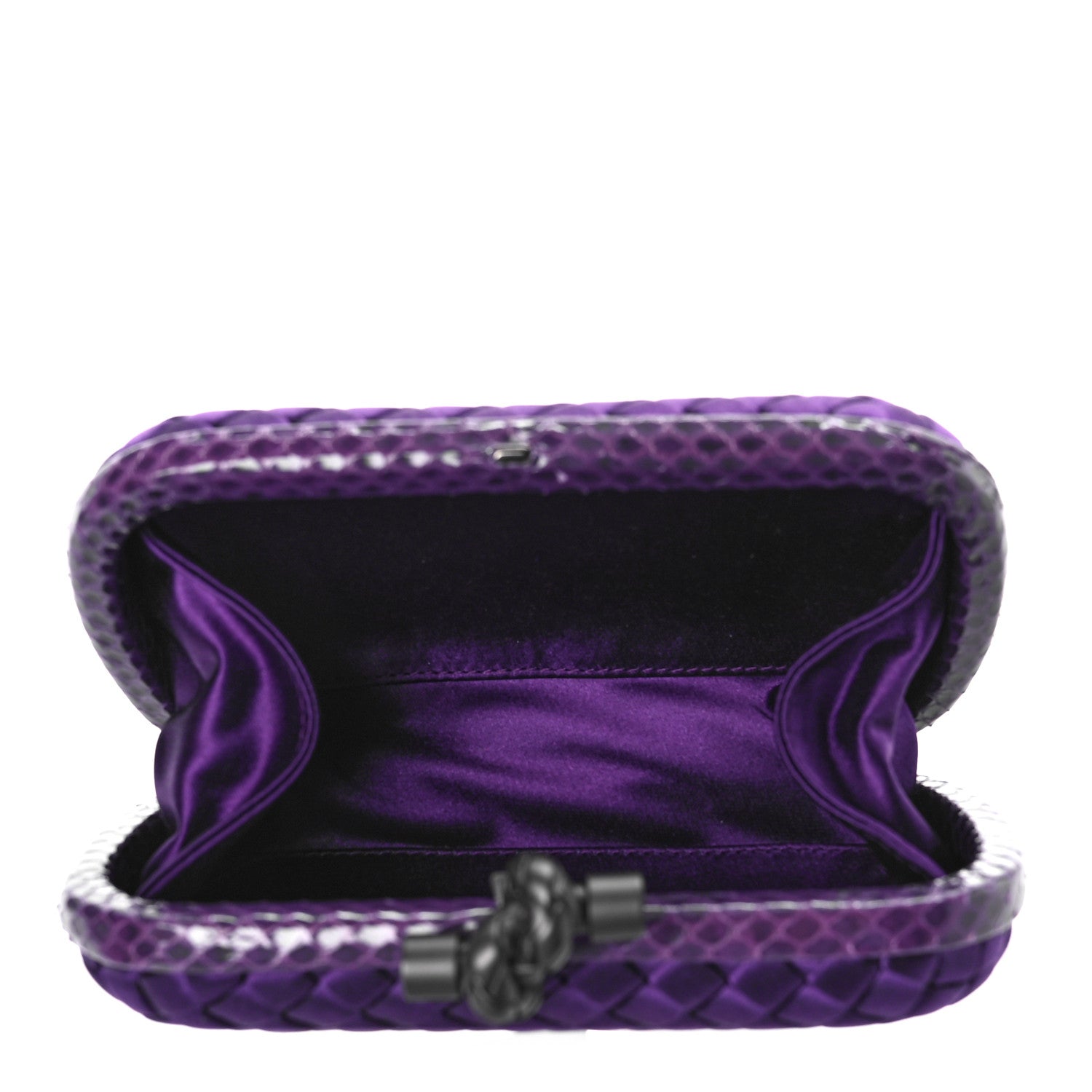 Bottega Veneta Satin Intreccio Impero Ayers Knot Clutch Purple 4 of 7