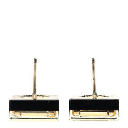 Chanel Crystal CC Square Charm Earrings Black 3 of 4