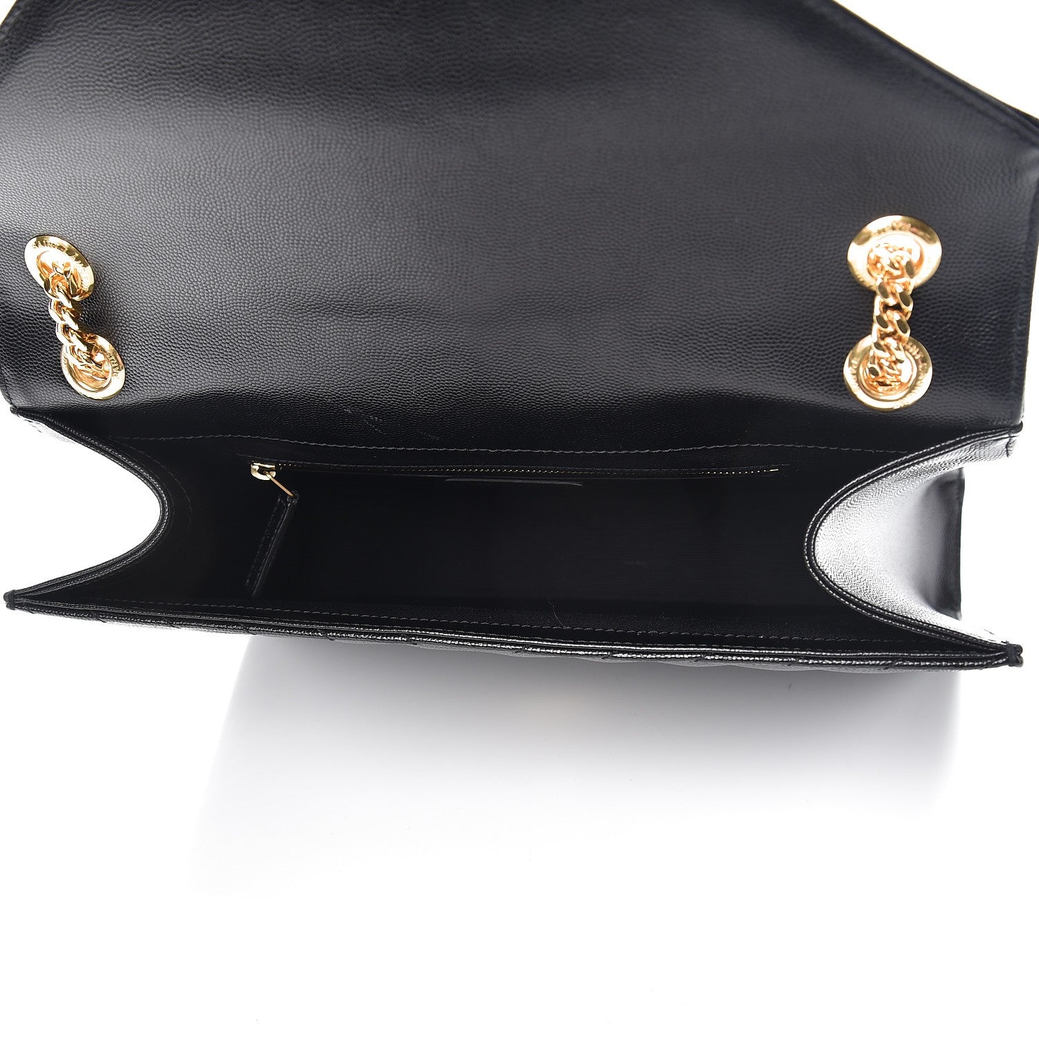 Saint Laurent Grain De Poudre Matelasse Chevron Large Monogram Satchel Black 5 of 8