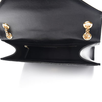 Saint Laurent Grain De Poudre Matelasse Chevron Large Monogram Satchel Black 5 of 8