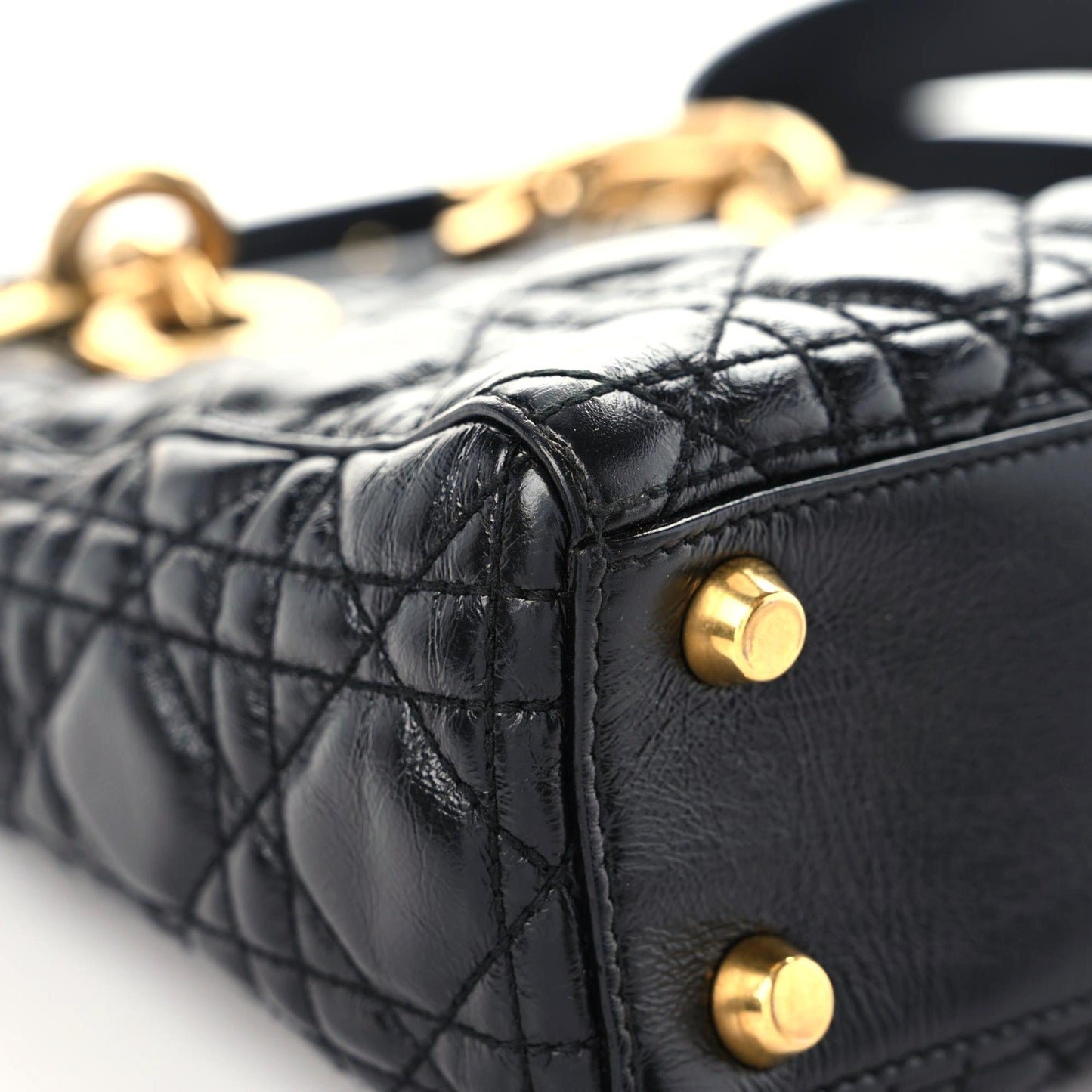 Crinkled Patent Cannage Small Lucky Badges My Lady Dior Black