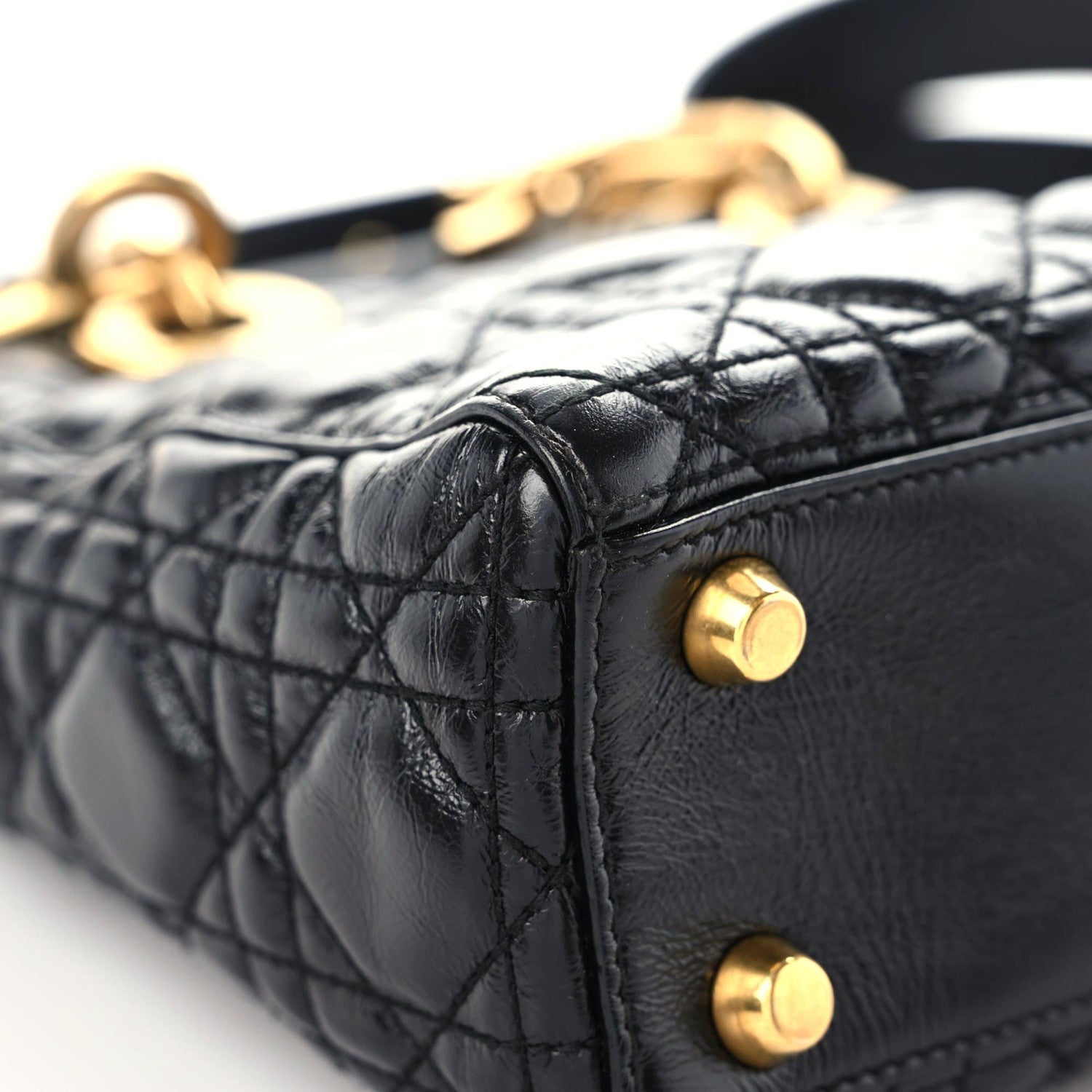 Christian Dior Crinkled Patent Cannage Small Lucky Badges My Lady Dior Black 5 of 15