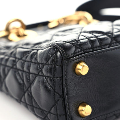 Christian Dior Crinkled Patent Cannage Small Lucky Badges My Lady Dior Black 5 of 15
