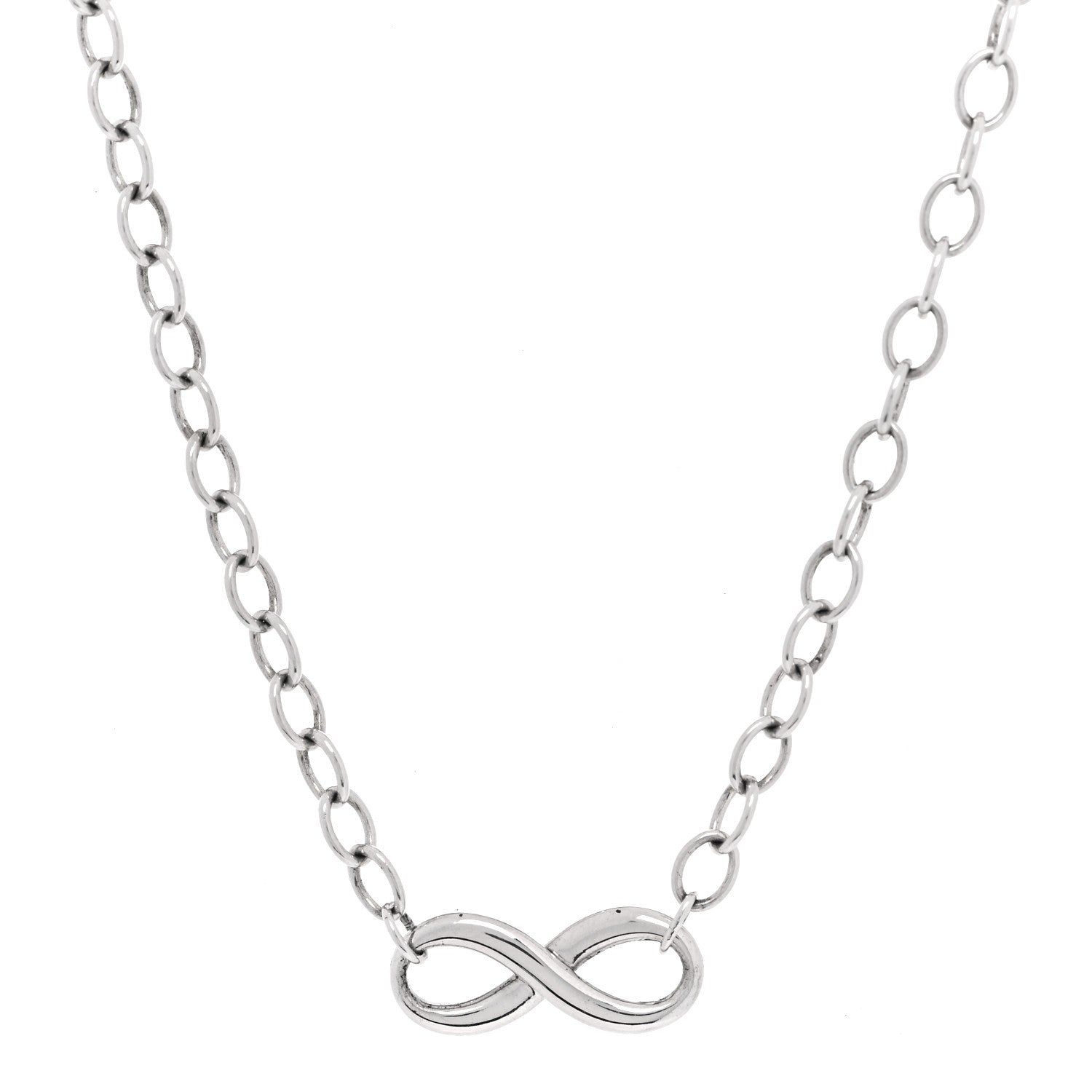 Tiffany Sterling Silver Narrow Infinity Link Necklace 1 of 6
