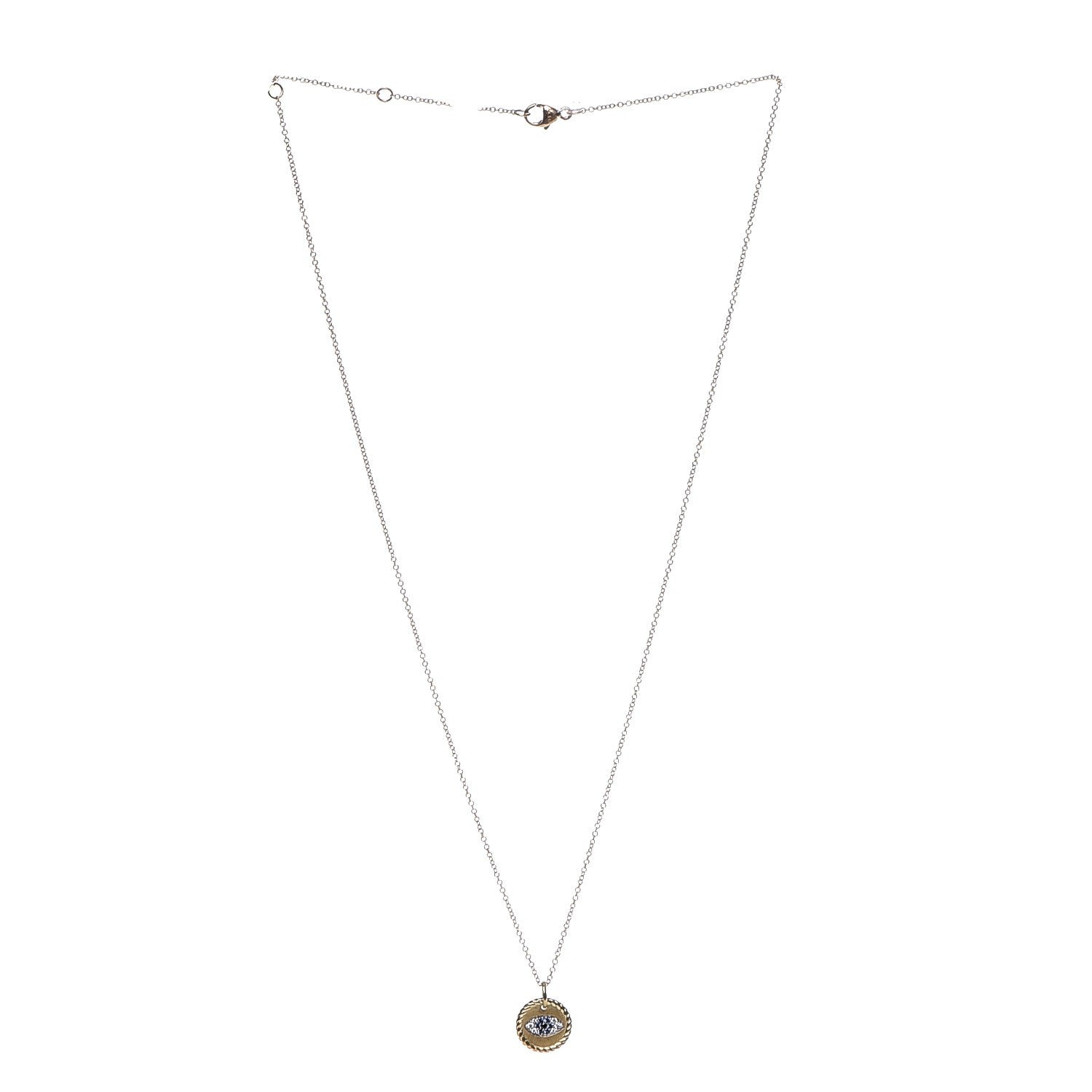 David Yurman 18K Yellow Gold Blue Sapphire Diamond Evil Eye Necklace 3 of 7