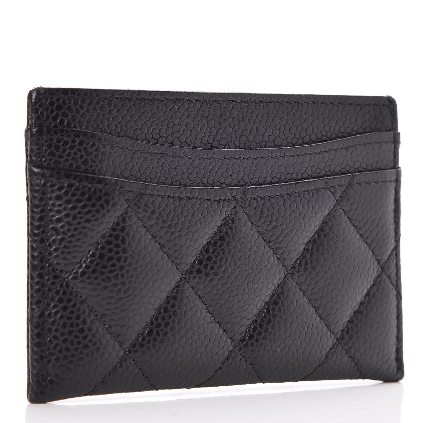 Caviar Quilted Card Holder Black