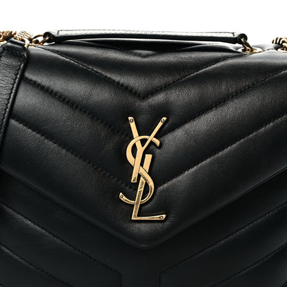 Saint Laurent Calfskin Y Quilted Monogram Small Loulou Chain Satchel Black 9 of 11