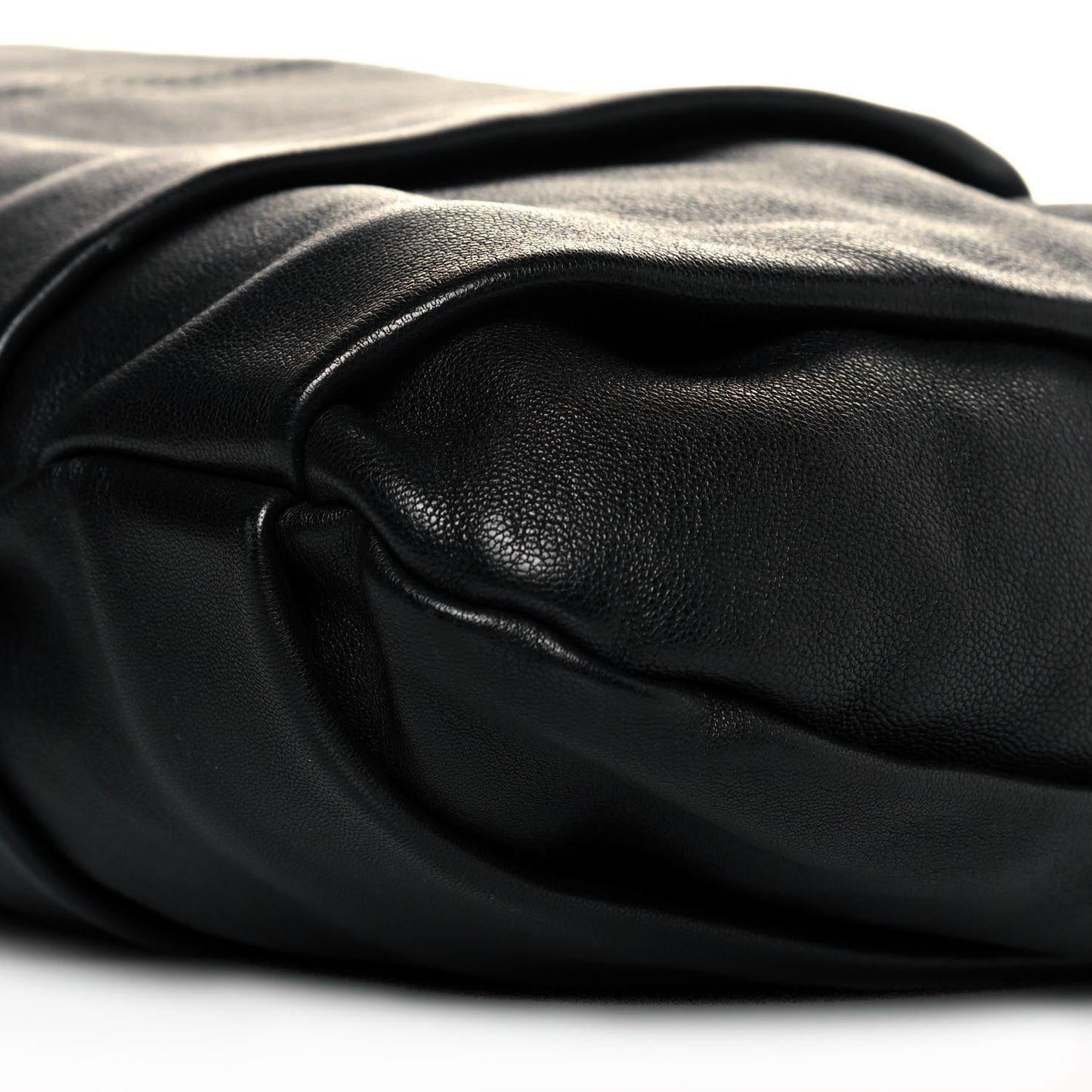 Calfskin Pleated Chain Hobo Black