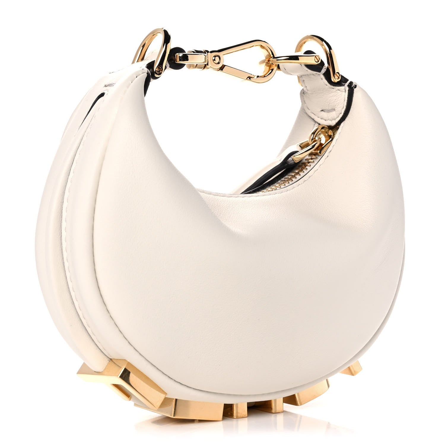 Fendi Vitello Grace Matte Nano Fendigraphy Hobo Charm White Ice 4 of 12