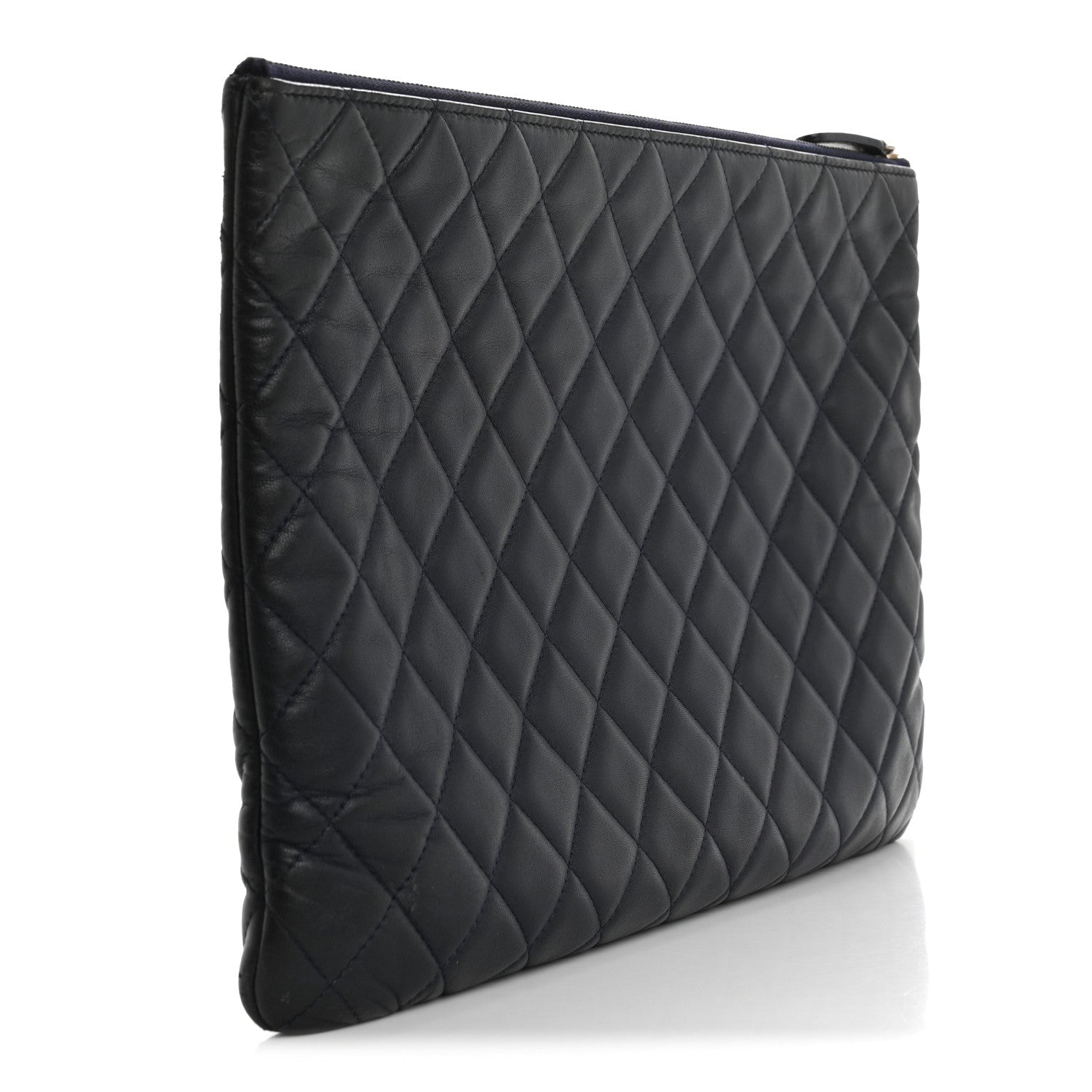Chanel Lambskin Quilted Casino Beauty CC Cosmetic Case Navy 3 of 13