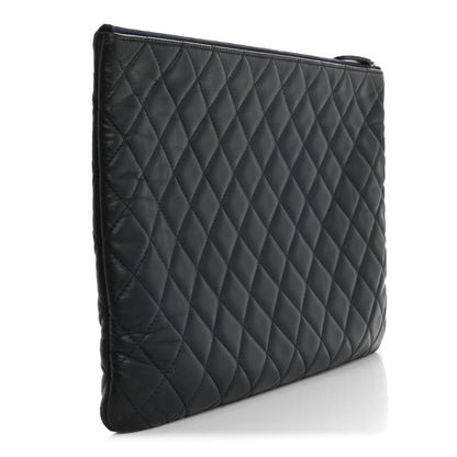 Chanel Lambskin Quilted Casino Beauty CC Cosmetic Case Navy 3 of 13