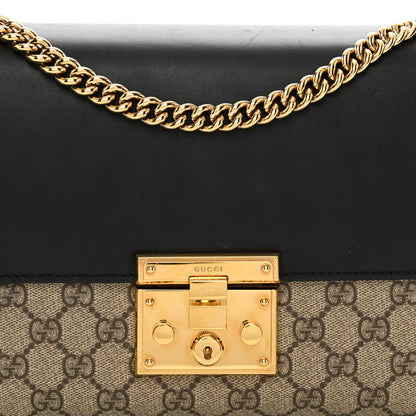 Gucci GG Supreme Monogram Calfskin Medium Padlock Shoulder Bag Beige Black Cuir 5 of 12