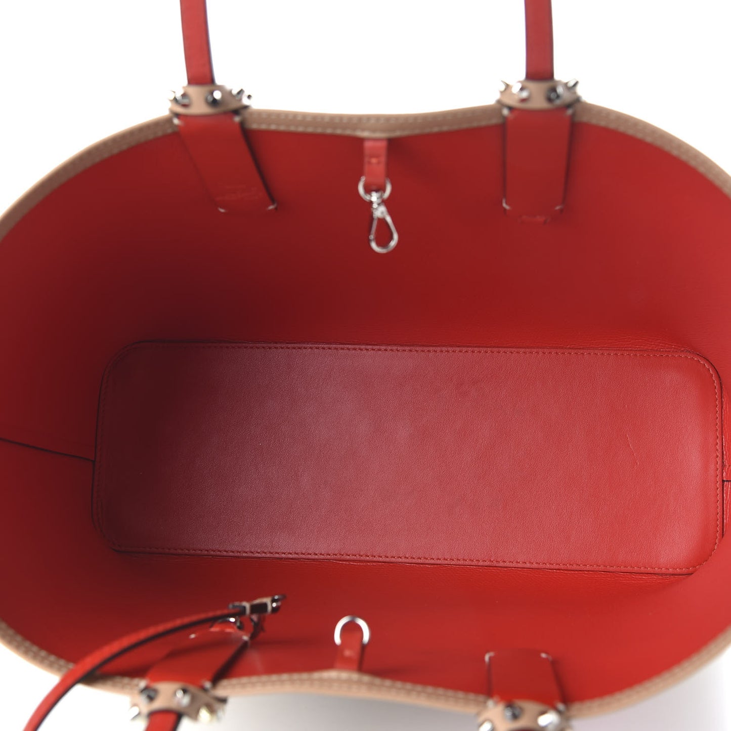 Calfskin Loubitag Spikes Small East West Cabata Tote Nude