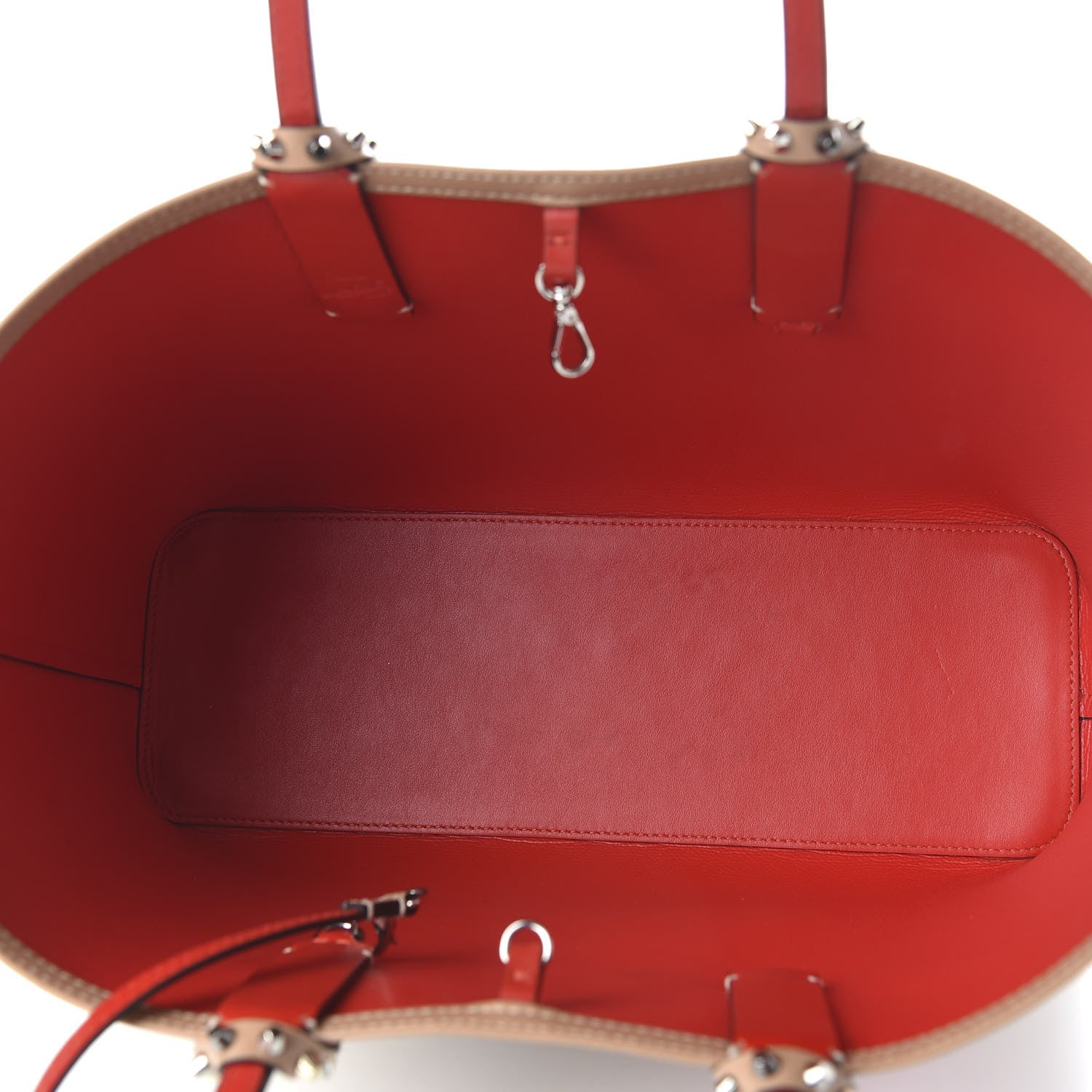 Christian Louboutin Calfskin Loubitag Spikes Small East West Cabata Tote Nude 5 of 11