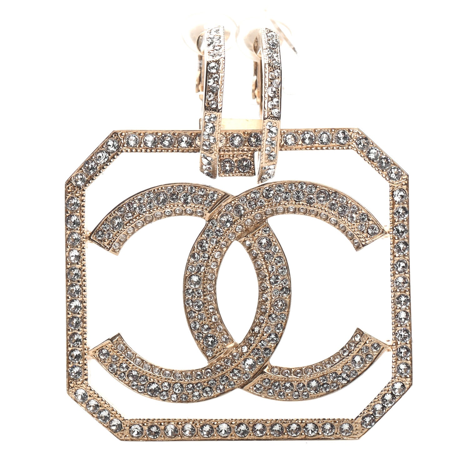 Chanel Crystal CC Clip On Earring Gold 1 of 4
