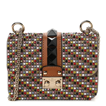 Valentino Garavani Vitello Crystal Embellished Mini Glam Lock Rockstud Flap Multicolor Brown 1 of 9