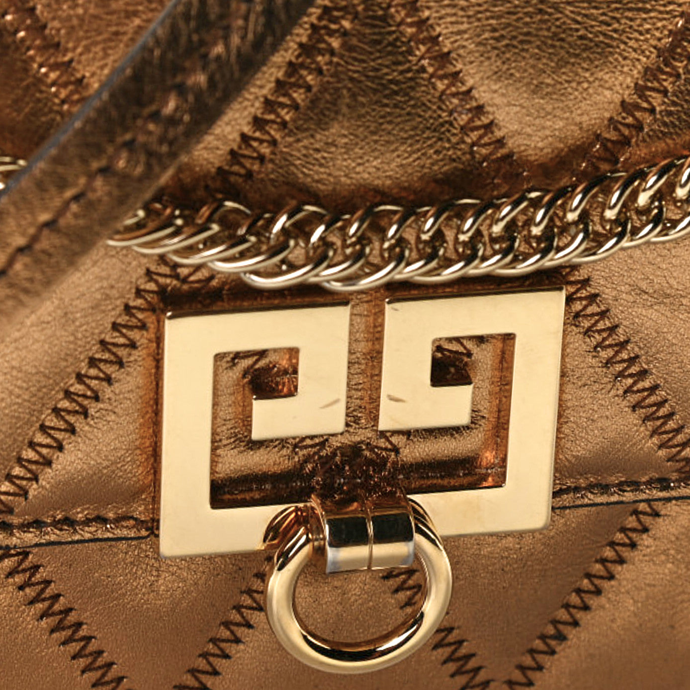 Metallic Goatskin Quilted GV3 Mini Pocket Convertible Bag Gold