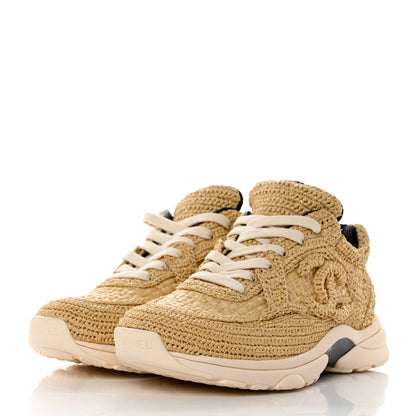 Chanel Braided Raffia Womens CC Sneakers 36 Beige 3 of 9