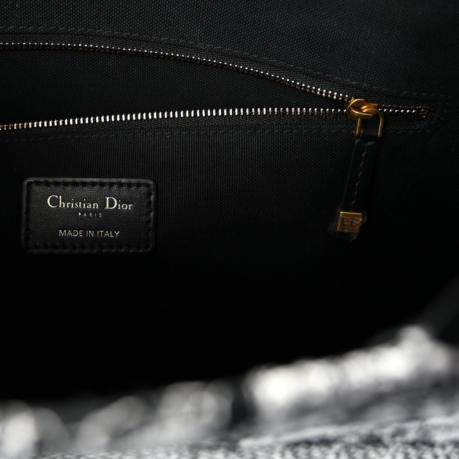 Christian Dior Calfskin Canvas Medium Plan De Paris Book Tote With Strap Black White 6 of 9