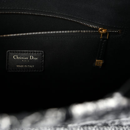 Christian Dior Calfskin Canvas Medium Plan De Paris Book Tote With Strap Black White 6 of 9