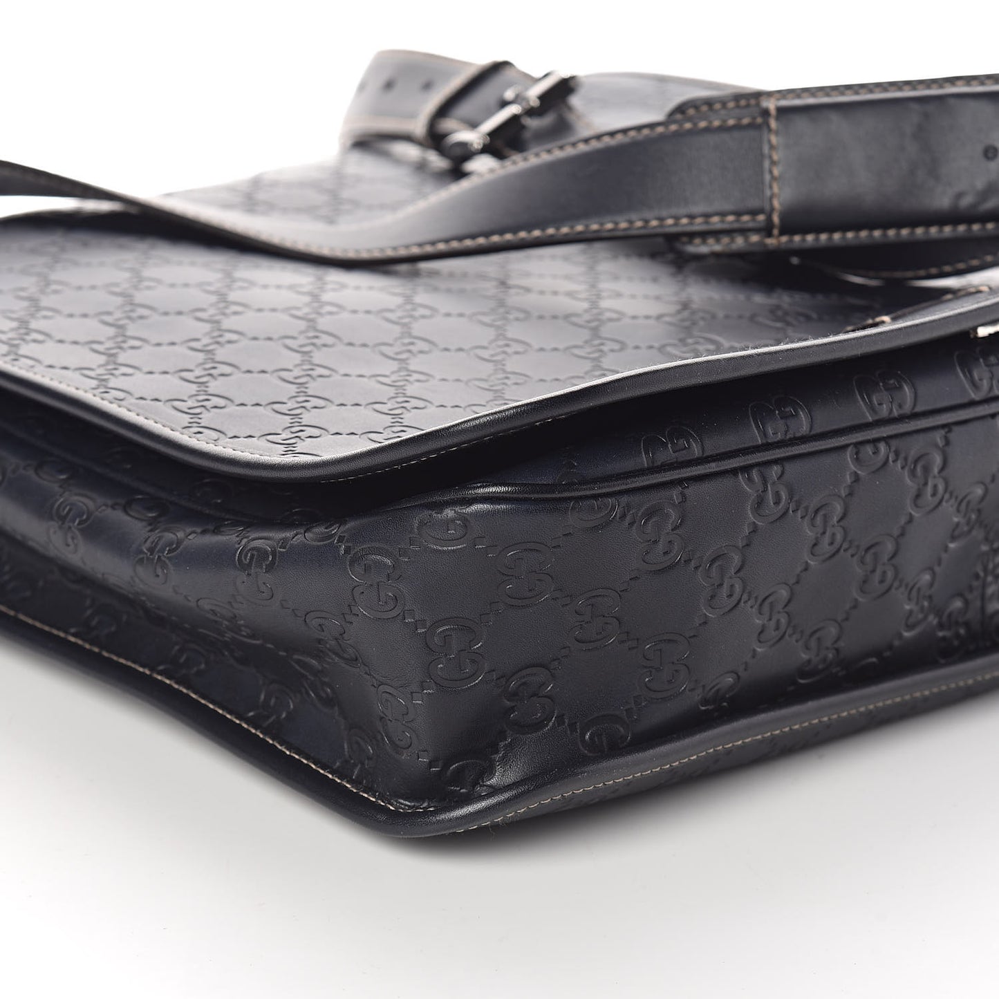 Guccissima Large Flap Messenger Bag Navy