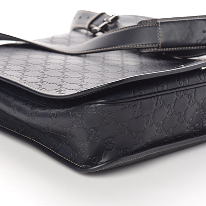Gucci Guccissima Large Flap Messenger Bag Navy 8 of 9