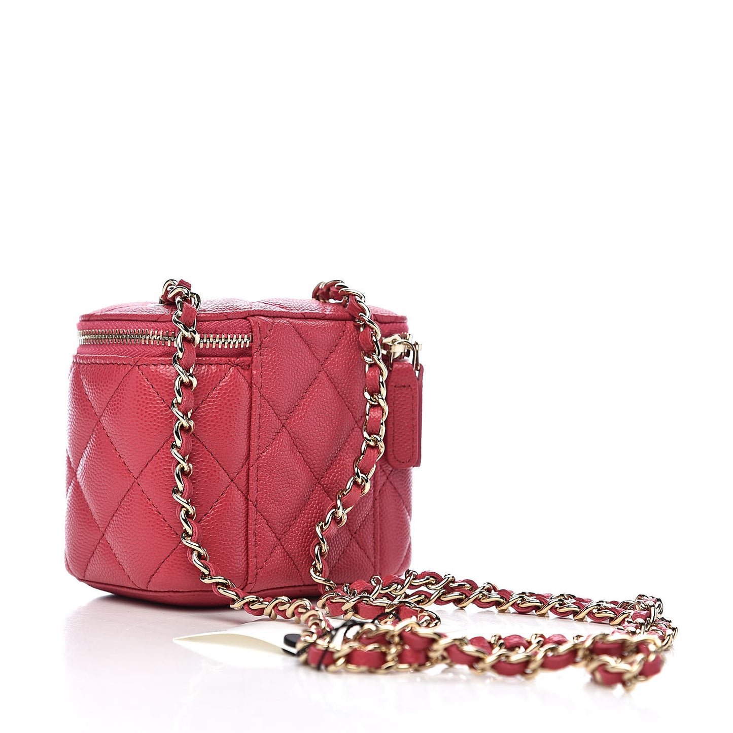 Caviar Quilted Mini Vanity Case With Chain Dark Pink