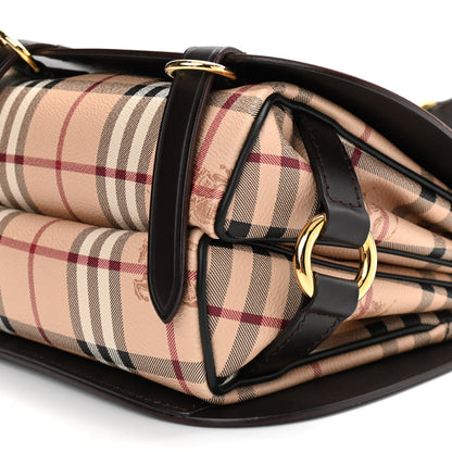 Burberry Haymarket Check Large Bridle Saddle Bag Dark Clove Brown 10 of 10
