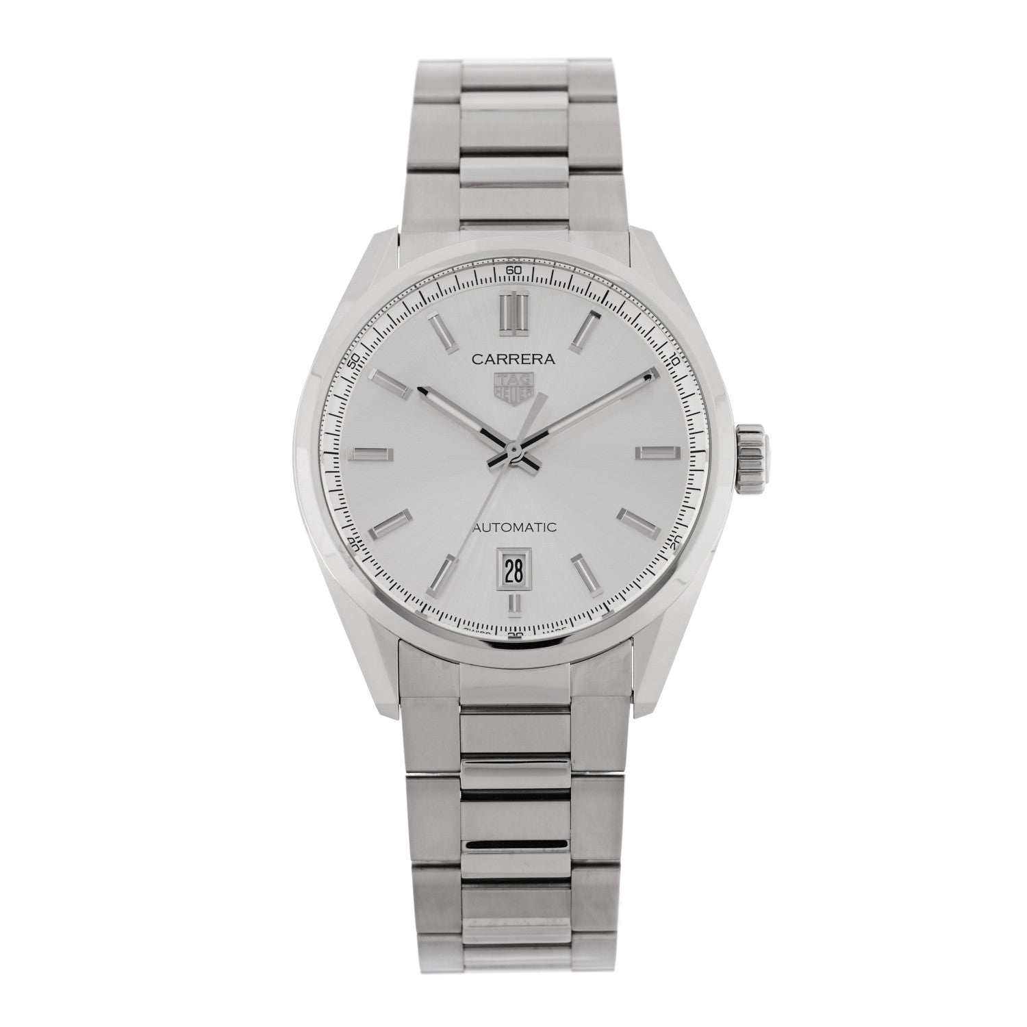 Tag Heuer Stainless Steel 39mm Carrera Caliber 5 Automatic Watch Silver WBN2111 1 of 5