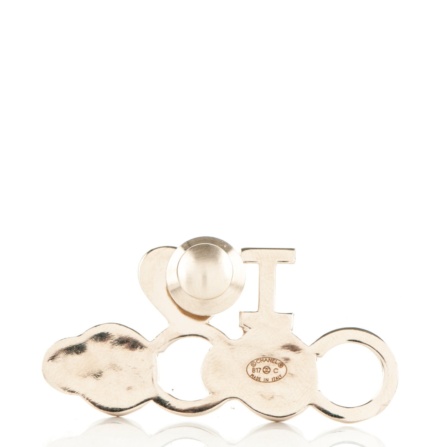 Metal Resin Pearl I Love Coco Brooch Gold Brown Pink
