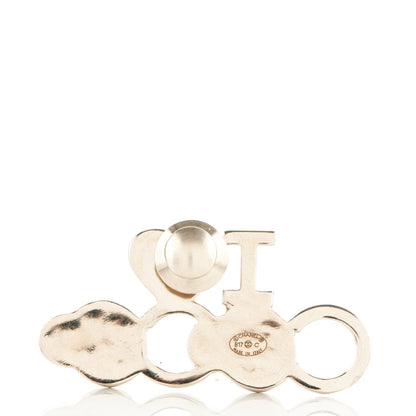 Chanel Metal Resin Pearl I Love Coco Brooch Gold Brown Pink 3 of 3