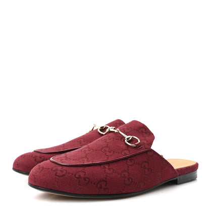 Gucci New Canvas GG Monogram Malaga Kid Womens Princetown Slippers 39.5 Rosso Ancora 4 of 9