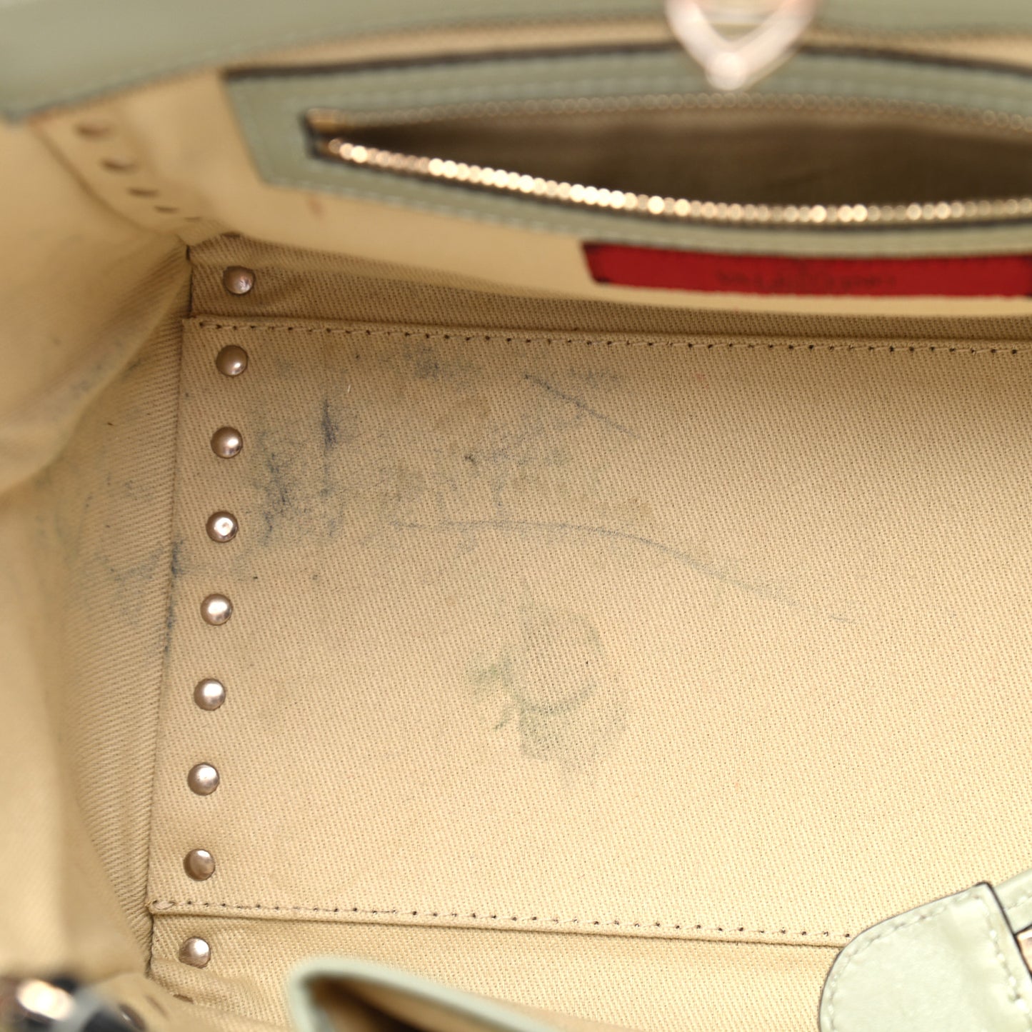 Vitello Small Rockstud Double Handle Tote Green Tea Sorbet