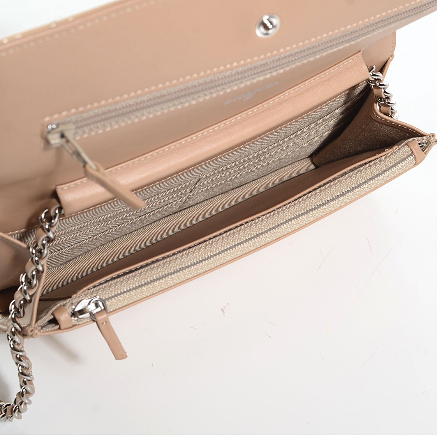 Chanel Patent Quilted Wallet On Chain WOC Beige 5 of 9